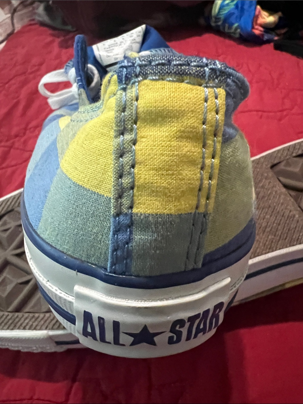 Converse Low-Top Plaid Sneakers in Yellow and Blue - Picture 4 of 4